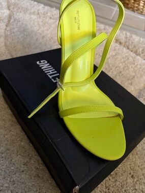PRETTYLITTLETHING Neon Lime Strappy Heeled Sandals